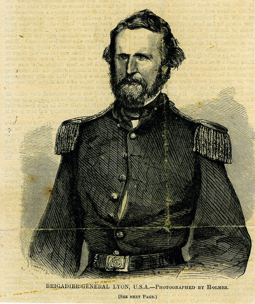 Key player Nathaniel Lyon, Union brigadier general in Missouri’s Civil War, first Union general killed in battle.
